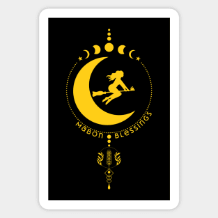 Mabon Blessings, witch, moon, wheat Sticker